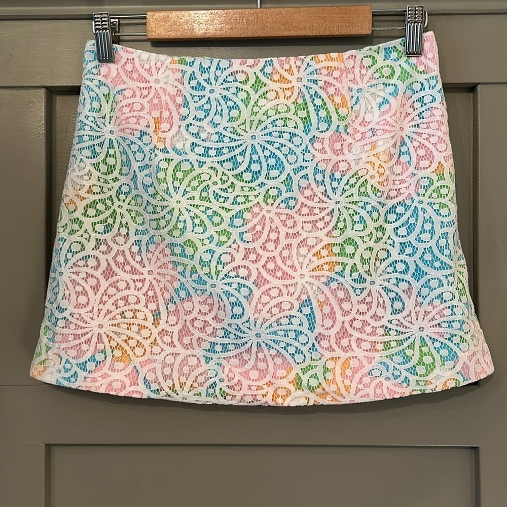 Lilly Pulitzer Tate Salisbury Lace Resort Mini Skirt Pastel Rainbow Multi Size 0